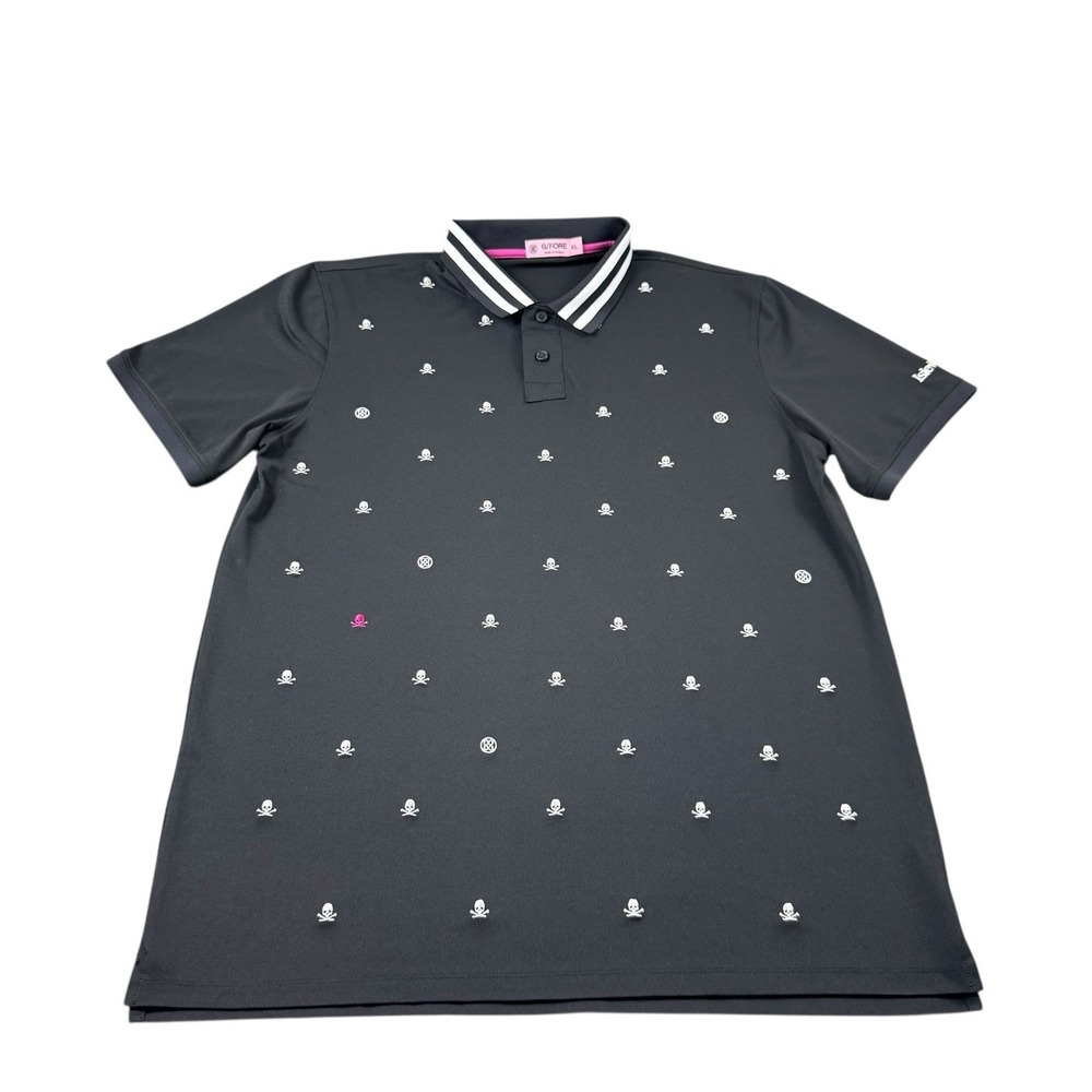 G/FORE Black Skull AOP Isleworth Men's Performance Golf Polo Size XL